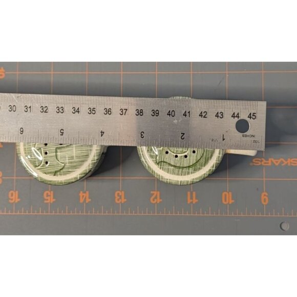 Royal Salt & Pepper Shakers Handle Vintage Green Pattern Ceramic - Picture 10 of 11